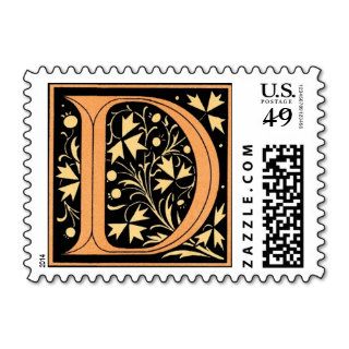 Vintage Black & Gold Letter ‘D’   Stamp