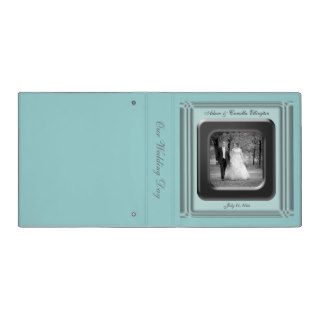 Teal Blue & Black Photo Frame Wedding Album Vinyl Binder