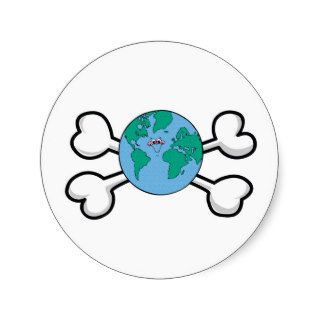 cute earth Skull and Crossbones Round Sticker