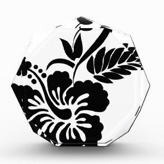 Black and white Hawaiian flowers Acrylic Award