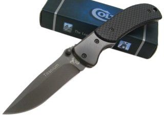 Colt Knives 496 Linerlock Knife with Black Carbon Fiber Handles  Folding Camping Knives  Sports & Outdoors