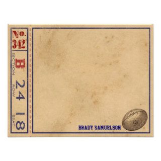 Vintage Sports Personalized Note Cards   Football