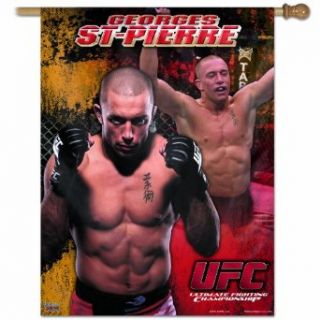 UFC Mixed Martial Arts George St Pierre 27 by 37 inch Vertical Flag  Sports Fan Outdoor Flags  Clothing