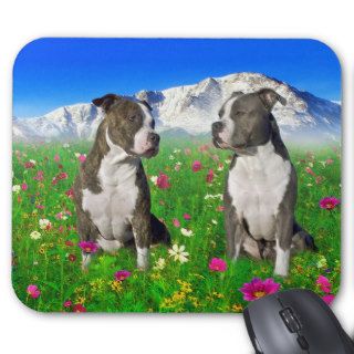 Brindle & Blue Staffordshire & Pit Bull Dogs Mousepad
