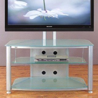 Flat Panel TV Cart 43" TV Stand Frame Silver, Glass Color Frosted Glass   Home Entertainment Centers