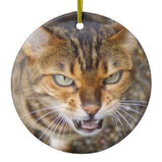 Angry Bengal Cat Christmas Tree Ornament