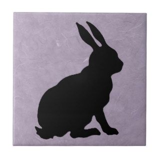 Black Rabbit Silhouette Marbled Purple Tile