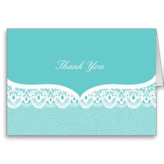 Tiffany Teal Lace Wedding Thank You Note Cards