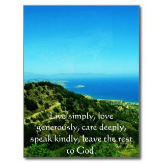 Live simply, love generously   Spiritual Quote Postcards