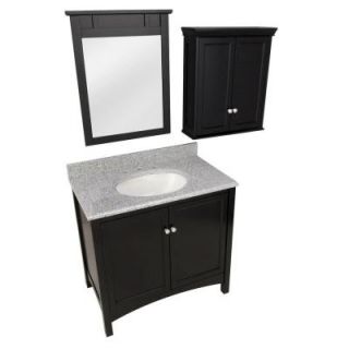 Foremost Haven 37 in. Vanity in Espresso with Granite Vanity Top and Mirror in Napoli and Wall Cabinet TREA3622COMBO4