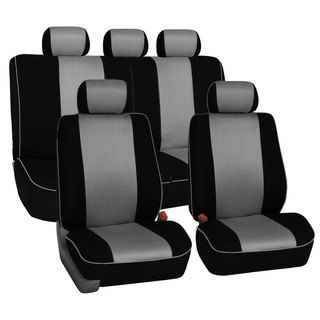 FH Group Grey 3D Air mesh with Edge Piping Car Seat Covers (Full Set) FH Group Car Seat Covers
