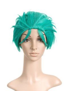 Aqua Green Slick Back Short Length Cosplay Costume Wig Toys & Games