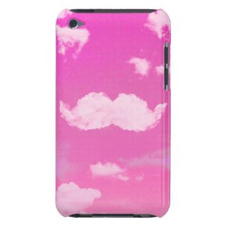 Funny Mustache Cool White Clouds Pink Skyscape iPod Touch Case Mate Case