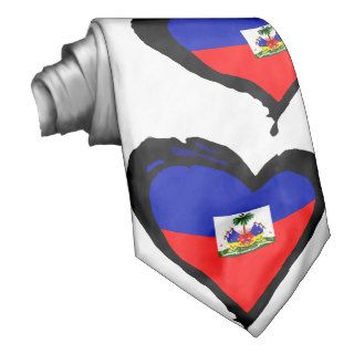 Haiti Heart Flag Neck Ties