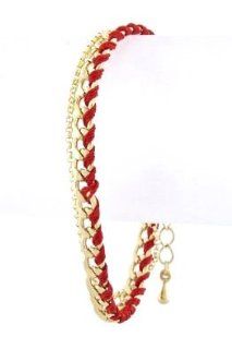 Red Wrapped Chain Link Bracelet Jewelry