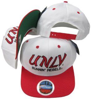 UNLV Runnin Rebels White/Red Script Two Tone Plastic Snapback Adjustable Plastic Snap Back Hat / Cap  Sports Fan Baseball Caps  Sports & Outdoors