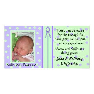 Pretty Polka Dots Baby photo thank you cards Photo Greeting Card