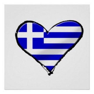 Greek love   I love Greece flag love heart Print