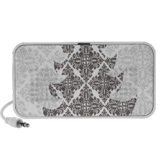 DeLuxe Black and White Damask Christmas Tree Portable Speakers