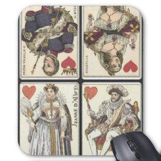 Vintage Playing Cards   Kings and Queens of Hearts Mousepads