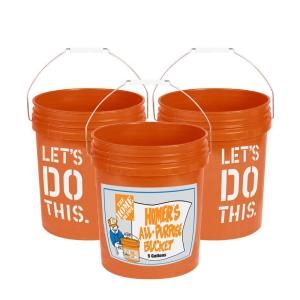 Homer Bucket 5 gal. Orange Buckets (3 Pack) 05GLHD2