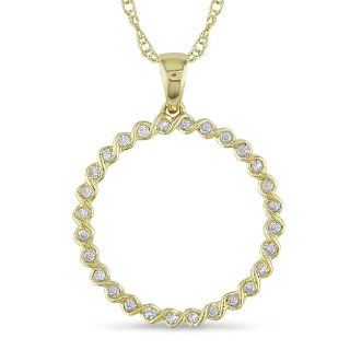 14k Yellow Gold Diamond Pendant (0.25 Cttw, H I Color, I1 I2 Clarity), 17" Pendant Necklaces Jewelry