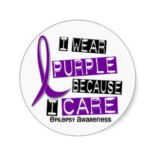 I Wear Purple Because I Care 37 Epilepsy Round Stickers