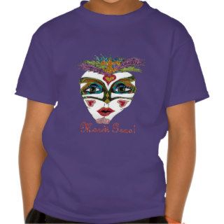 Colorful Mardi Gras Glitter Feather Mask Tshirts