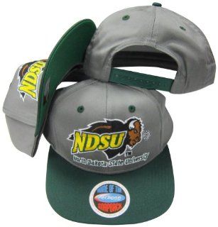 North Dakota State Bison Grey/Green Two Tone Plastic Snapback Adjustable Plastic Snap Back Hat / Cap  Sports Fan Baseball Caps  Sports & Outdoors