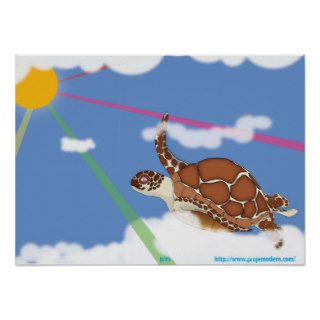 flying turtle print