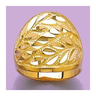 Gold Ring Double D C Leaf Design Cigar Band Jewelry