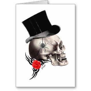 Gothic skull and rose tattoo cards