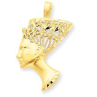 14K Yellow Gold Nefertiti Polished Charm Pendant 29mmx19mm Jewelry