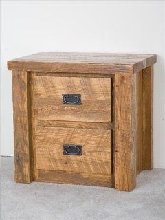 Barnwood 2 Drawer Log Nightstand (Honey Pine Barnwood)  