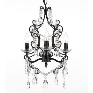 Gallery 4 light Wrought Iron and Crystal Chandelier Gold Chandeliers & Pendants