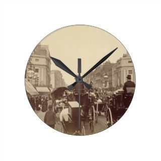 Regent Circus, London, c.1880 (sepia photo) Wall Clock