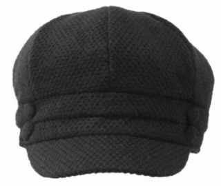 EH505BC   Womens Wool Blend Newsboy / Cabbie Winter Hat / Cap with Buttoned Detail   Black/One Size