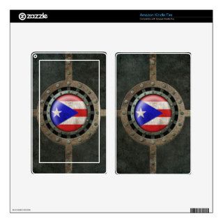 Industrial Steel Puerto Rican Flag Disc Graphic Decal For Kindle Fire