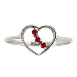 10k Gold Garnet 3 stone Heart Ring Gemstone Rings