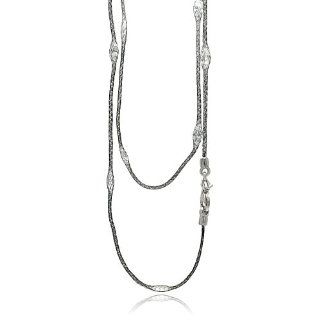 .925 Sterling Silver Black Rhodium Plated 4mm Mesh with Cubic Zirconia Italian Necklace   38" Inches The World Jewelry Center Jewelry