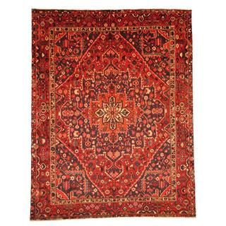 Antique 1960's Persian Hand knotted Tribal Bakhtiari Red/ Navy Wool Rug (9'6 x 12'2) 7x9   10x14 Rugs