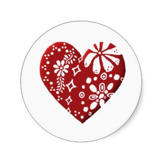 Red Lace Heart Stickers