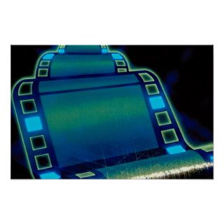Graphic filmstrip over black background posters