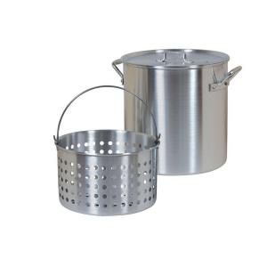Brinkmann 24 qt. Aluminum Boiling Pot with Strainer Basket and Lid 812 9124 S