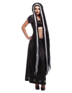 Black 60 Inch White Stripe Halloween Costume   1 size Costume Wigs Clothing