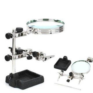 Grandindex Third Hand Soldering Iron Stand Helping Magnifier Glass Workstation Light Magnifier #508 