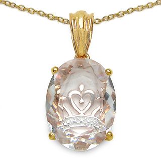 Malaika Gold over Sterling Silver 7 3/4ct TGW Crystal Quartz Necklace Malaika Gemstone Necklaces