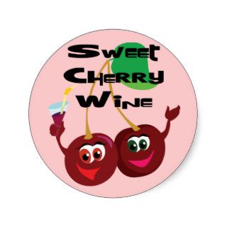 Sweet Cherry Wine Round Stickers