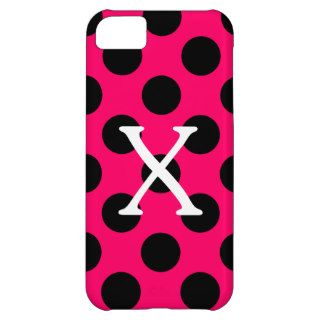 Letter X on Pink Black Polka Dots iPhone 5C Cover