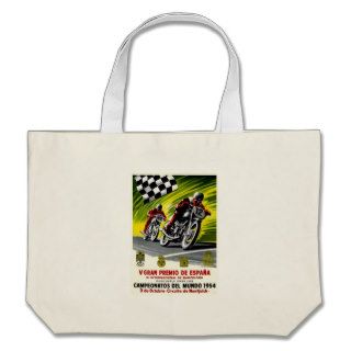 Gran Premio De Espana Vintage Motorcycle Advert. Canvas Bags